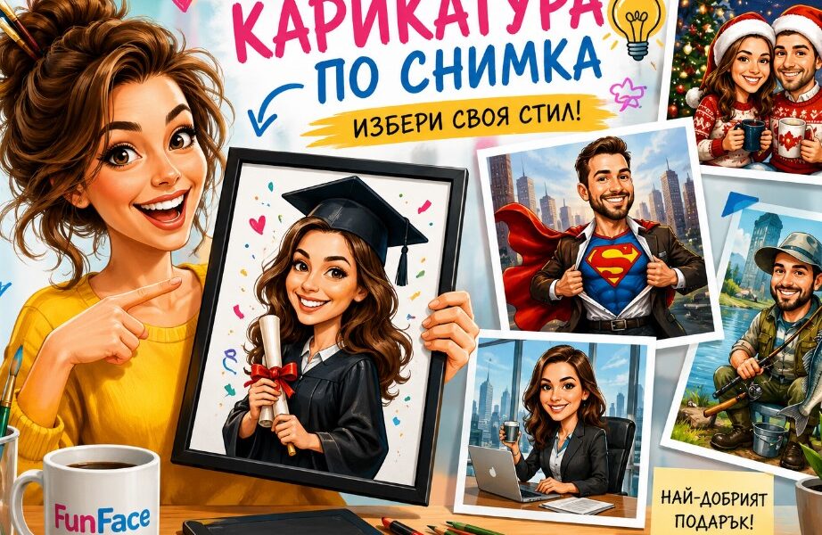 Карикатура по снимка в различни стилове като персонализиран подарък за специален повод.